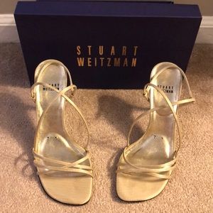 Stuart Weitzman Converge Gold Lame High Heels